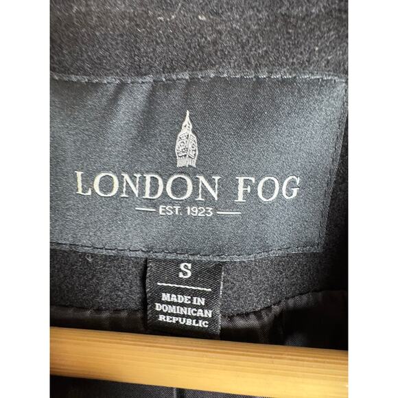 Women’s London Fog Pea Coat Wool Blend Black Small Classic Preppy Academia - Picture 3 of 7